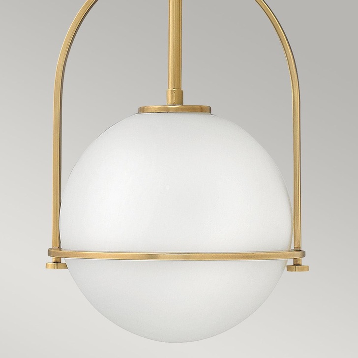 Quintiesse Somerset 1 Light Medium Pendant In Heritage Brass Complete With Opal Glass - QN-SOMERSET-P-O-HB