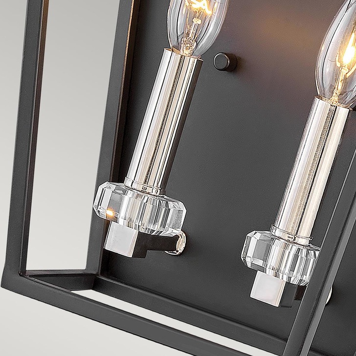 Quintiesse Stinson 2 Light Wall Light In Black With Polished Nickel Detailing - QN-STINSON2-BK