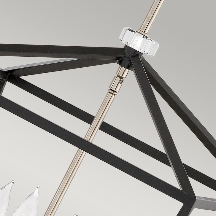 Quintiesse Stinson 4 Light Large Pendant/Semi-Flush In Black With Polished Nickel Detailing - QN-STINSON-4P-L-BK