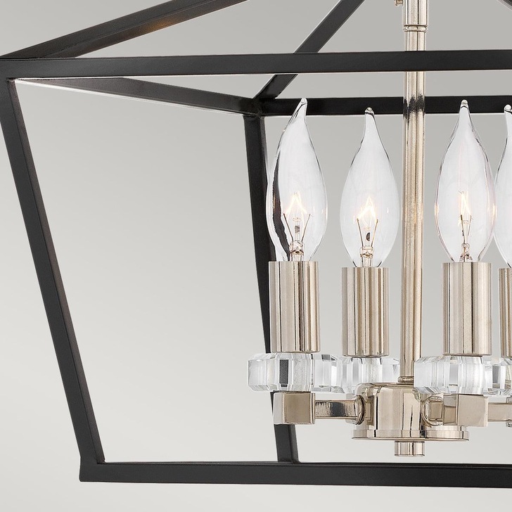 Quintiesse Stinson 4 Light Medium Pendant/ Semi-Flush In Black With Polished Nickel Detailing - QN-STINSON-4P-M-BK