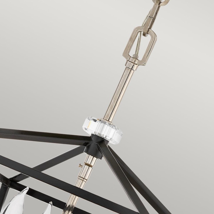 Quintiesse Stinson 4 Light Medium Pendant/ Semi-Flush In Black With Polished Nickel Detailing - QN-STINSON-4P-M-BK