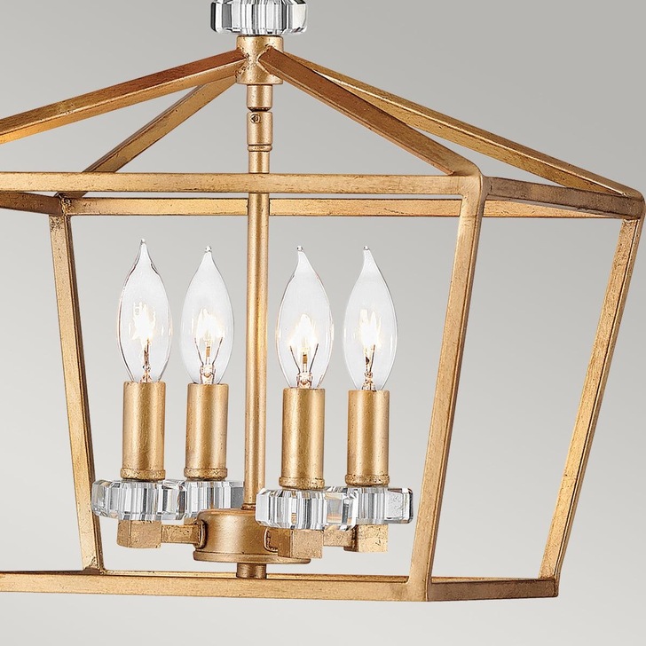 Quintiesse Stinson 4 Light Medium Pendant/ Semi-Flush In Distressed Brass - QN-STINSON-4P-M-DBR