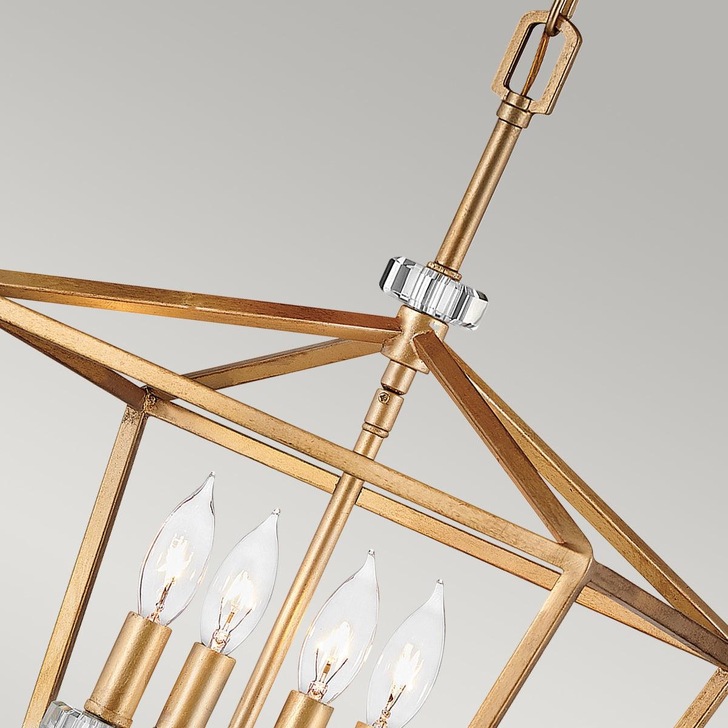 Quintiesse Stinson 4 Light Medium Pendant/ Semi-Flush In Distressed Brass - QN-STINSON-4P-M-DBR