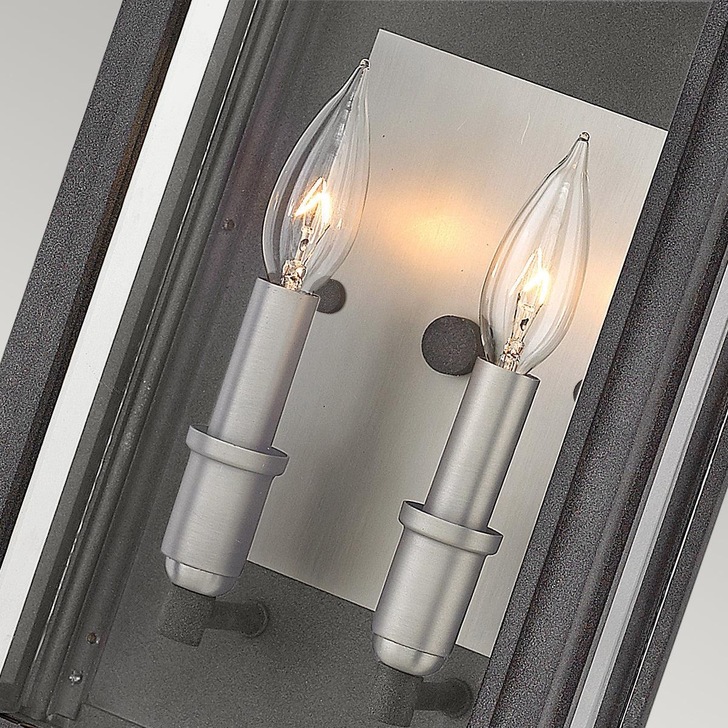 Quintiesse Sutcliffe 2 Light Wall Lantern In Aged Zinc Complete With Antique Nickel Detailing and Clear Glass - IP44 - QN-SUTCLIFFE-M-AZ