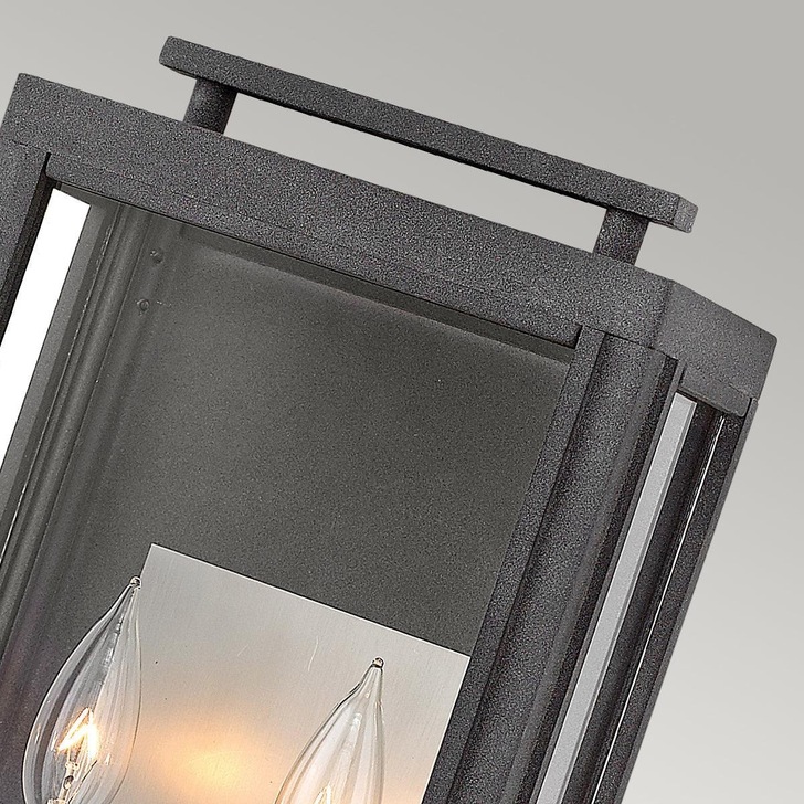 Quintiesse Sutcliffe 2 Light Wall Lantern In Aged Zinc Complete With Antique Nickel Detailing and Clear Glass - IP44 - QN-SUTCLIFFE-M-AZ