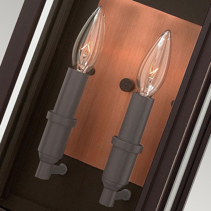 Quintiesse Sutcliffe 2 Light Wall Lantern In Oil Rubbed Bronze Complete With Copper Detailing and Clear Glass - IP44 - QN-SUTCLIFFE-M-OZ