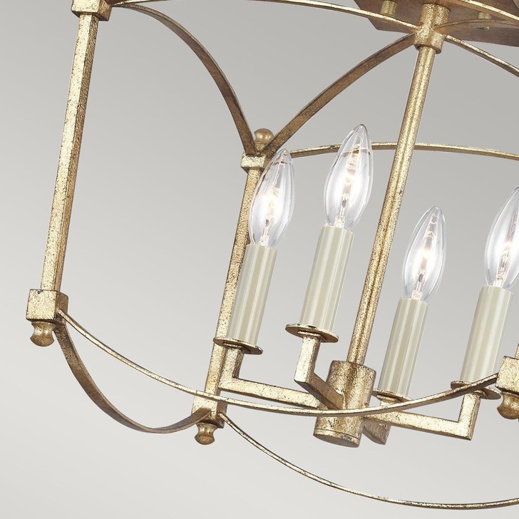 Quintiesse Thayer 4 Semi-Flush Light In Antique Gold - QN-THAYER-SF-ADB