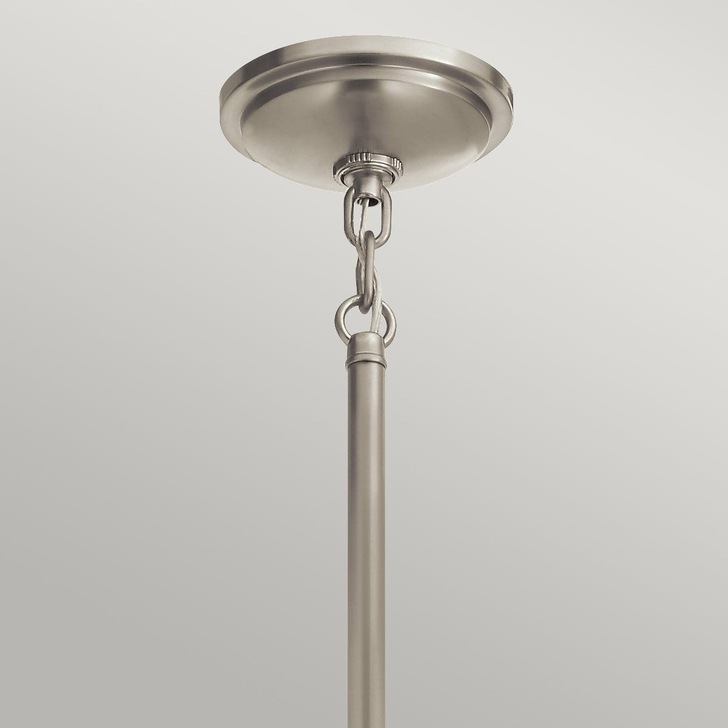 Quintiesse Tollis 1 Light Pendant In Brushed Nickel And White Complete With Clear Ribbed Glass - QN-TOLLIS-P-BN