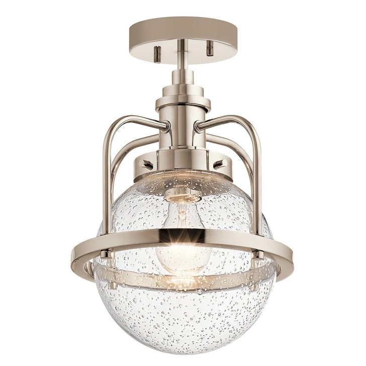 Quintiesse Triocent 1 Light Pendant/Semi-Flush Light In Polished Nickel Complete WIth Clear Seeded Glass - QN-TRIOCENT-P-PN