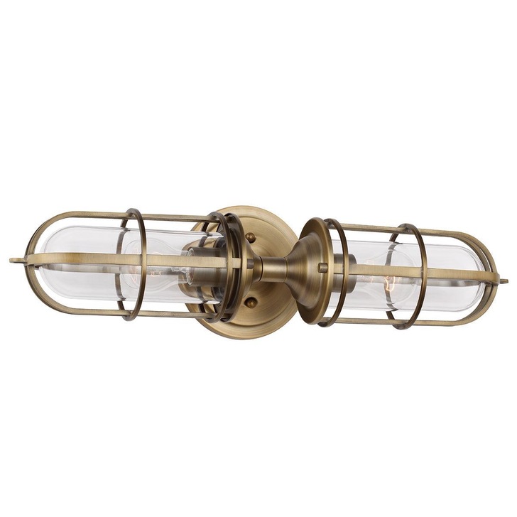 Quintiesse Urban Restoration 2 Light Industrial Wall Light Complete With Clear Glasses - QN-URBANREST2