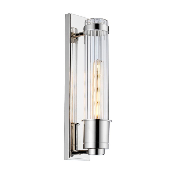 Quintiesse Wellington 1 Light Bathroom Wall Light In Polished Chrome Complete With Clear Ribbed Glass - IP44 - QN-WELLINGTON1-PC