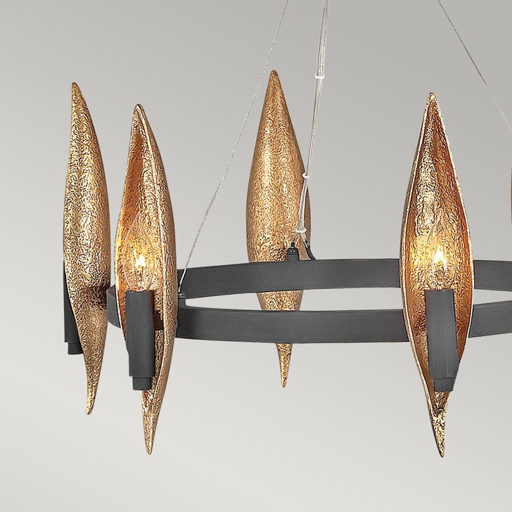 Quintiesse Willow 6 Light Chandelier In Black And Gold - QN-WILLOW6-CBK