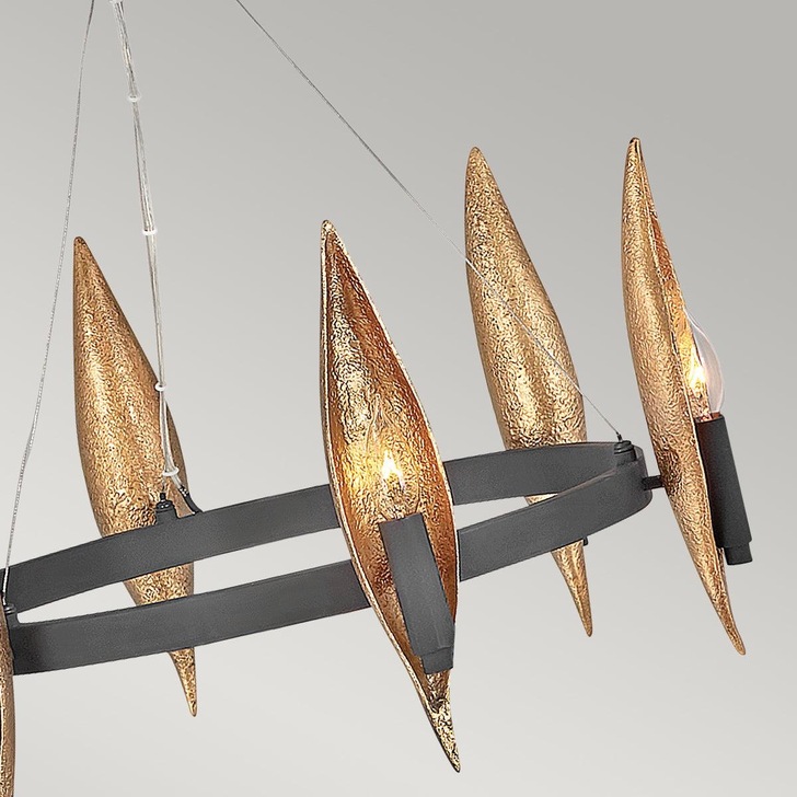 Quintiesse Willow 6 Light Chandelier In Black And Gold - QN-WILLOW6-CBK