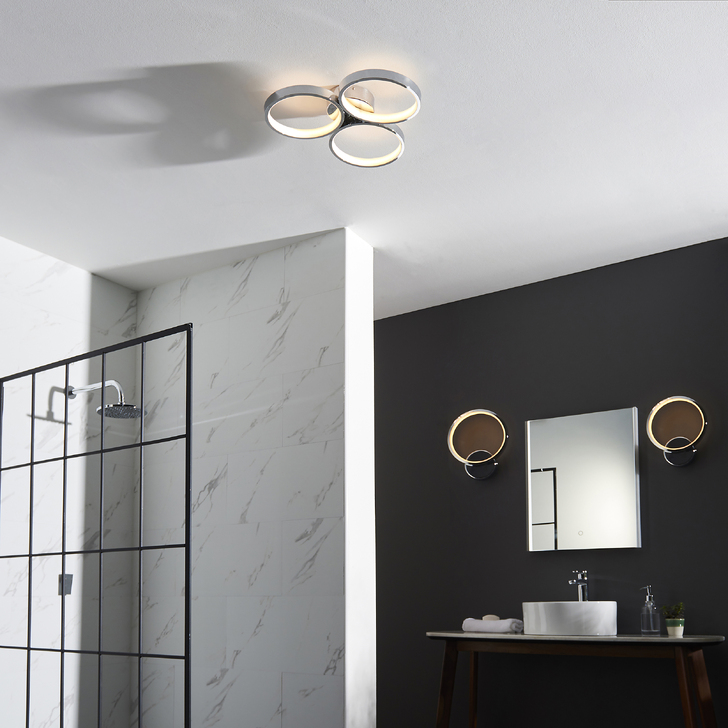 RAD/3FL Polished Chrome Flush Led Ceiling Light - IP44