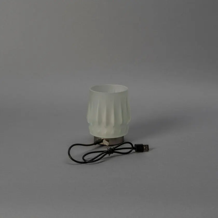 Rechargeable candle clear glass, 10x11cm 3 functions USB-C