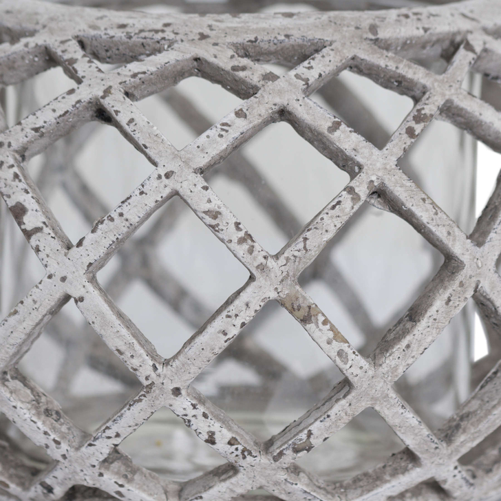 Round Ceramic Lattice Candle Holder Lantern