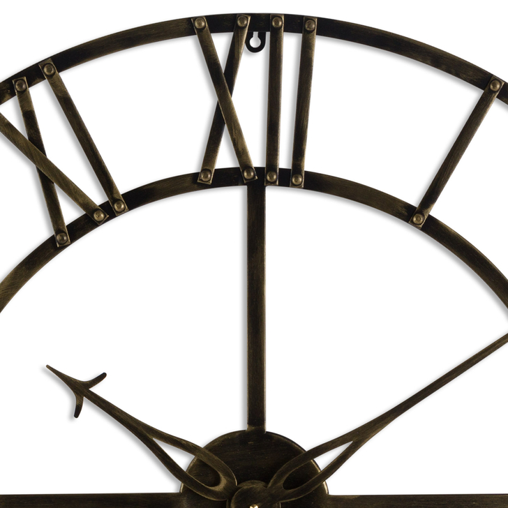 Round Skeleton Clock In Antique Brass 80cm