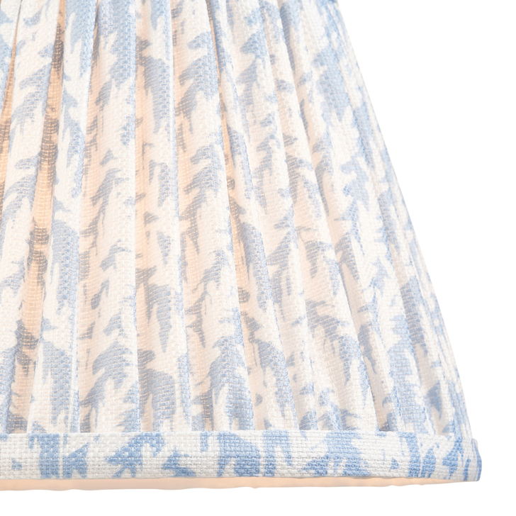 Shell Bay Blue Leaf Patterned 20cm Lampshade - E14/E27/B22 With Fixed Metal Gimbal