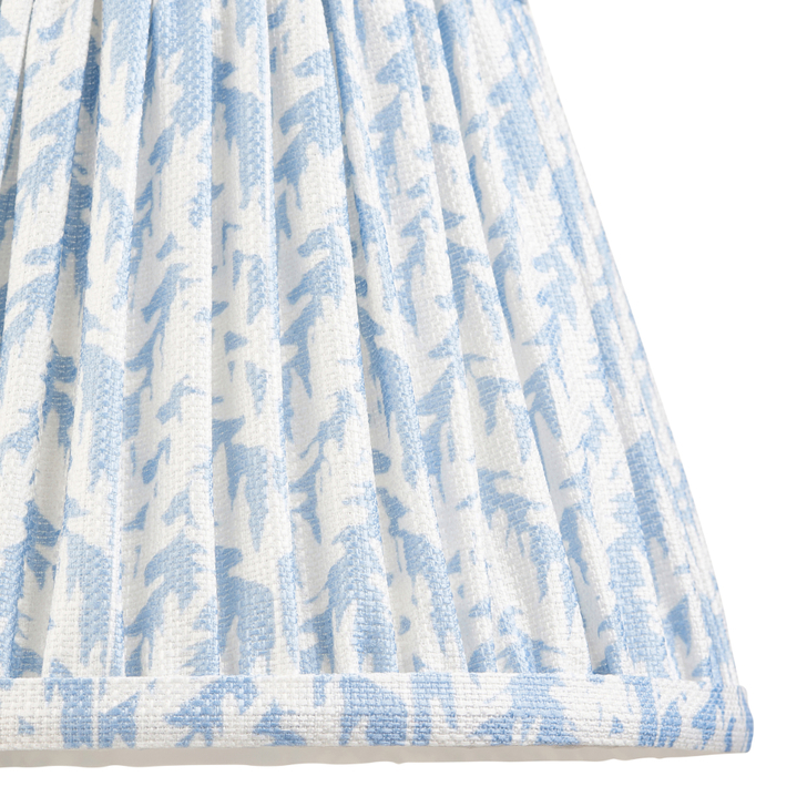 Shell Bay Blue Leaf Patterned 20cm Lampshade - E14/E27/B22 With Fixed Metal Gimbal