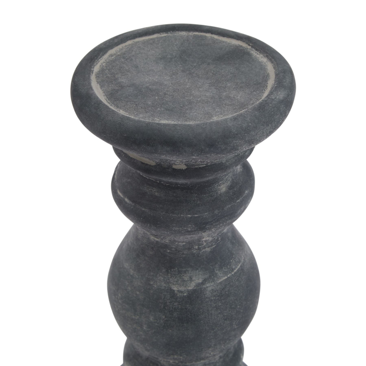 Small Detailed Grey Ceramic Candle Holder