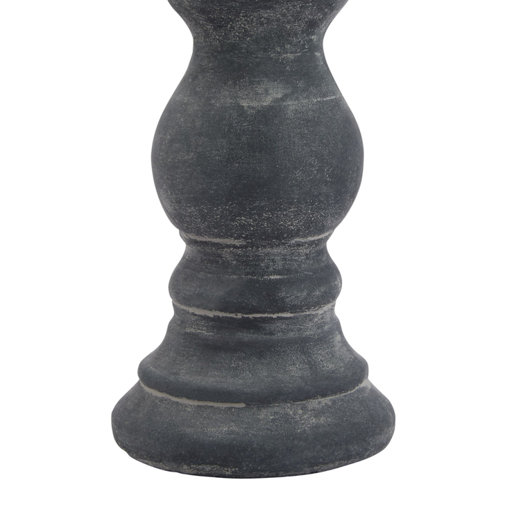 Small Detailed Grey Ceramic Candle Holder