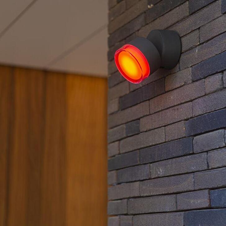 Smart Led Colour Change Exterior Wall Light In Dark Grey With Adjustable Head - IP44