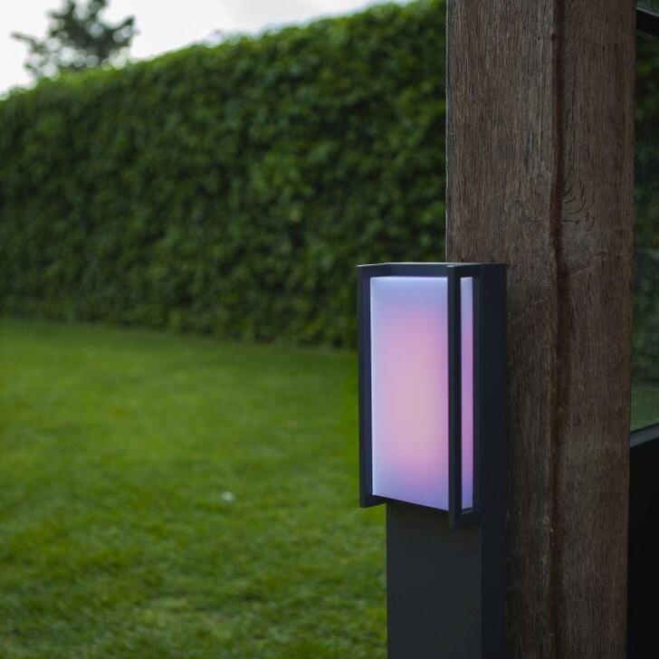 Smart Led Rgb Colour Change Exterior Bollard Lamp In Dark Grey - IP54