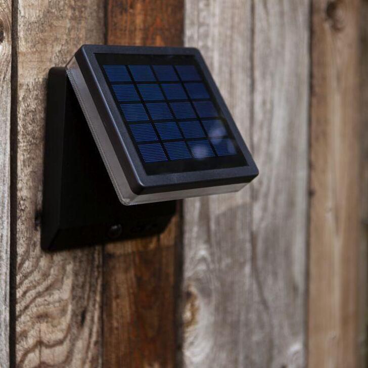 Solar Powered Adjustable Square Led Wall Light Black With Pir Motion Sensor - 4000K