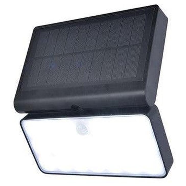 Solar Powered Led Floodlight With Pir Motion Sensor In Black - 2700K-6500K, IP44