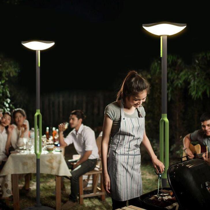 Solar Powered Led Portable Post Lamp In Grey With Built-In Speaker - 3000K, IP54