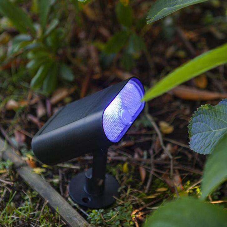 Solar Powered Led Spike Light With Pir Motion Sensor In Black - 2700K-6500K + RGB, IP44