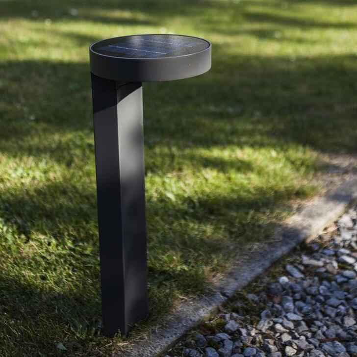 Solar Powered Modern Led Bollard Light In Grey With Spike - 4000K, IP44