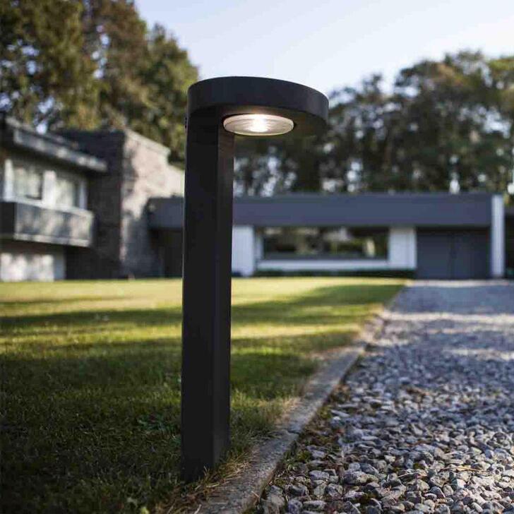 Solar Powered Modern Led Bollard Light In Grey With Spike - 4000K, IP44