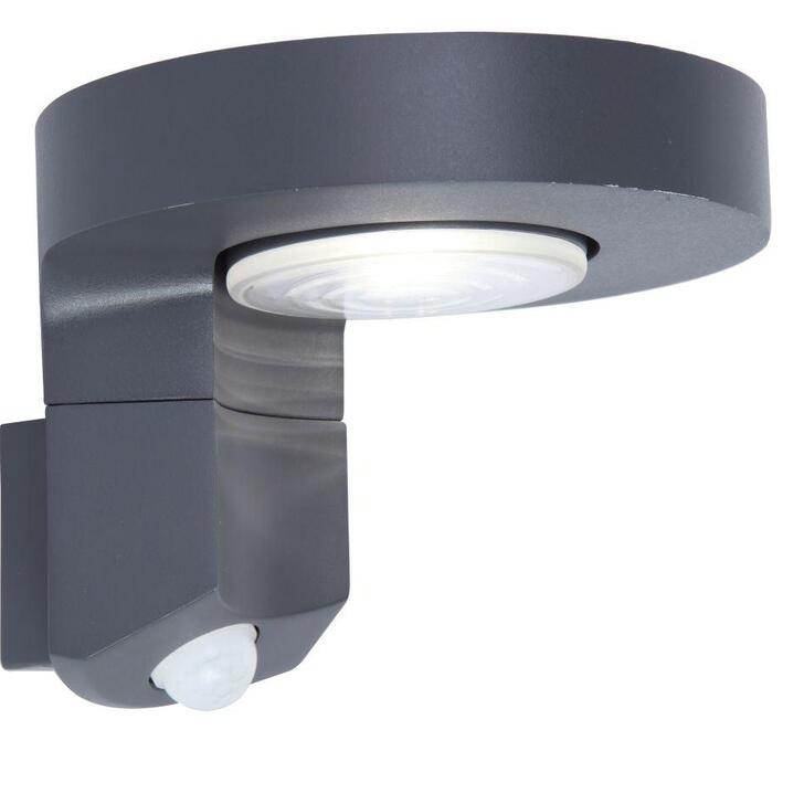 Solar Powered Modern Led Exterior Wall Light In Grey With Pir Motion Sensor - 4000K, IP44