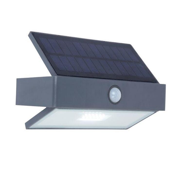 Solar Powered Modern Led Exterior Wall Light With Pir Motion Sensor - 5000K, IP44