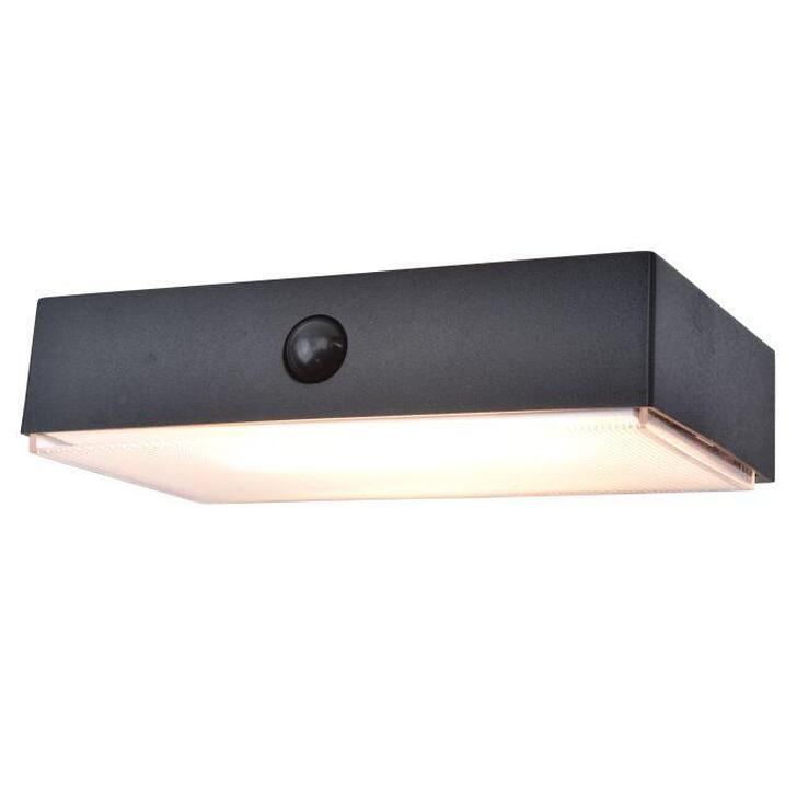 Solar Powered Slim Black Led Exterior Wall Light With Pir Motion Sensor - 2700K-6500K, IP54