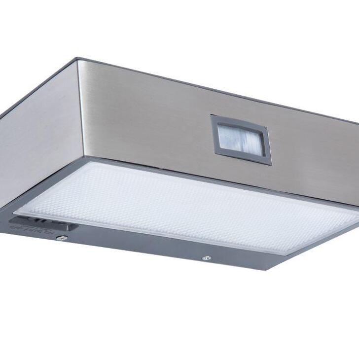 Solar Powered Slim Led Exterior Wall Light In Stainless Steel With Pir Motion Sensor - 4000K, IP44