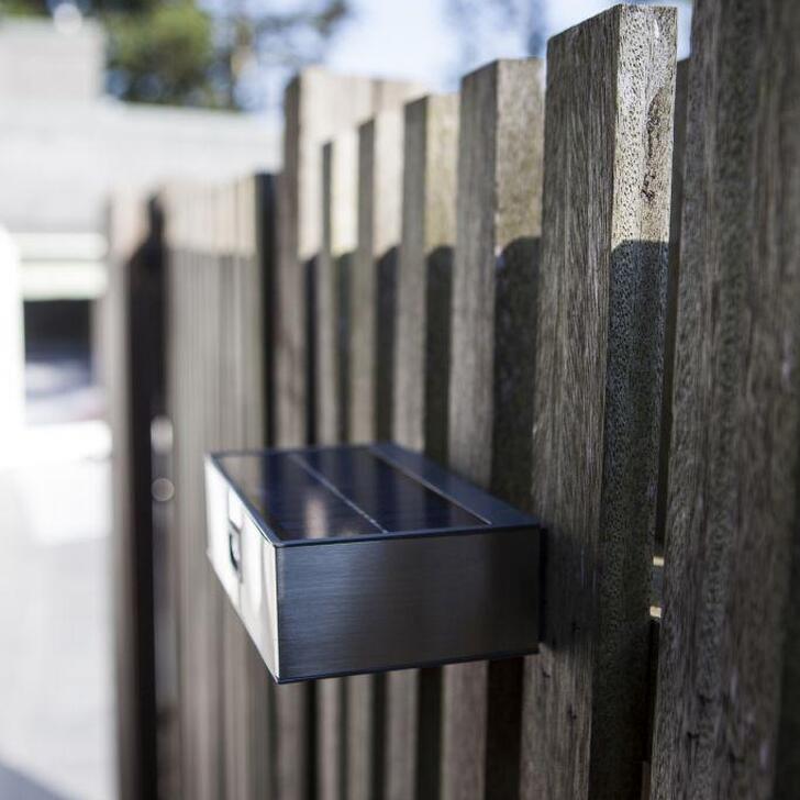 Solar Powered Slim Led Exterior Wall Light In Stainless Steel With Pir Motion Sensor - 4000K, IP44