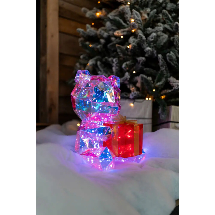 Teddy Bear RGB Led with diamond effect, 40cm, Indoor