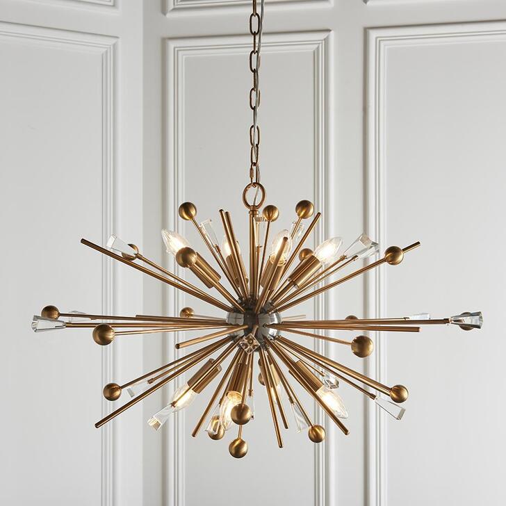 Thorlight Aliza Aged Brass & Clear Crystal 8 Light Pendant