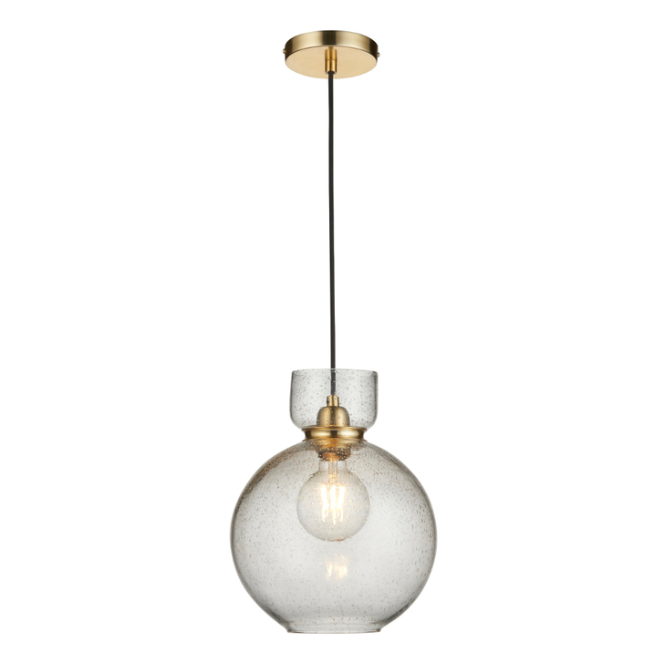 Thorlight Cambridge Clear Bubble Glass Antique Brass Pendant Light