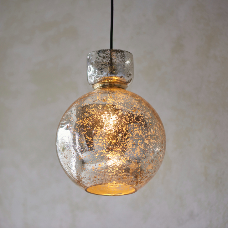 Thorlight Cambridge Mercury Bubble Glass Antique Brass Pendant Light