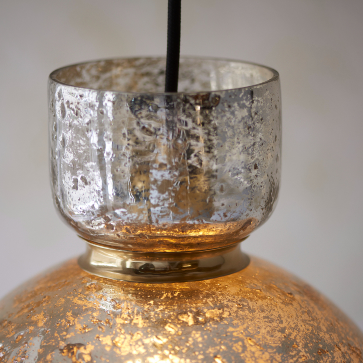 Thorlight Cambridge Mercury Bubble Glass Antique Brass Pendant Light