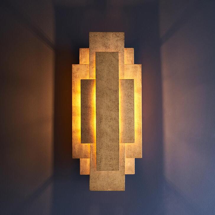 Thorlight Corbin Antique Gold Leaf Panel Wall Light