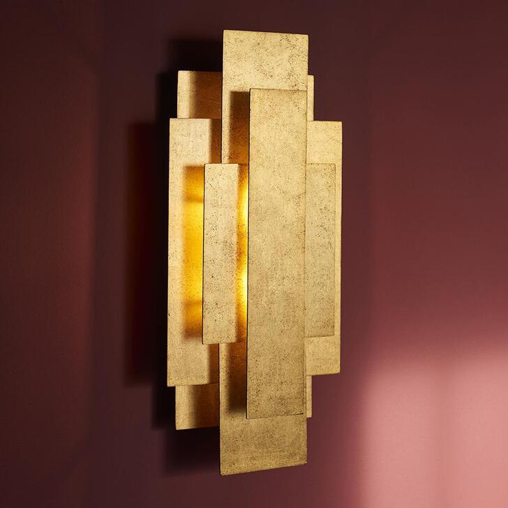 Thorlight Corbin Antique Gold Leaf Panel Wall Light