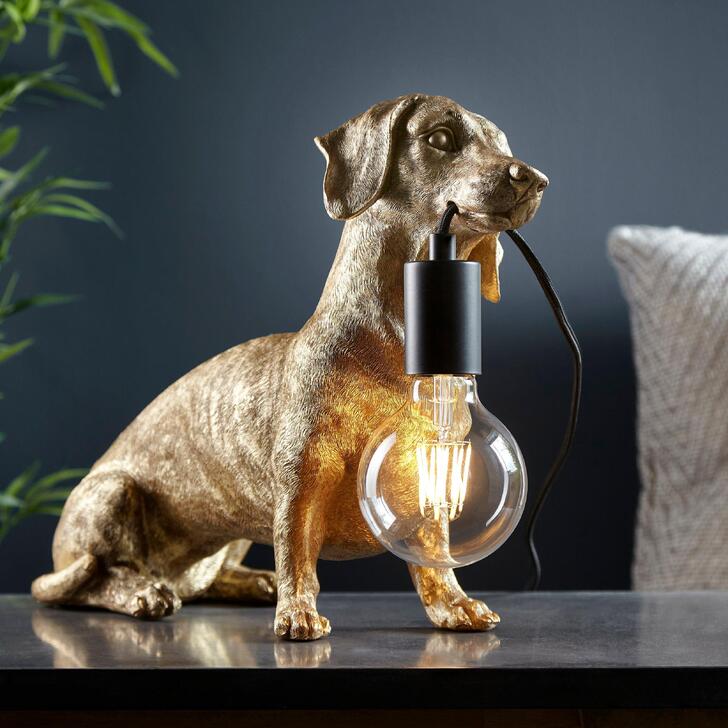 Thorlight Dachshund Table Lamp Vintage Gold