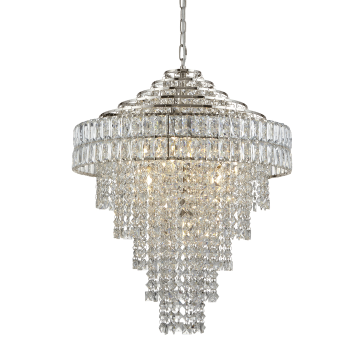 Thorlight Dax 7 Light Long Crystal Chandelier Polished Nickel