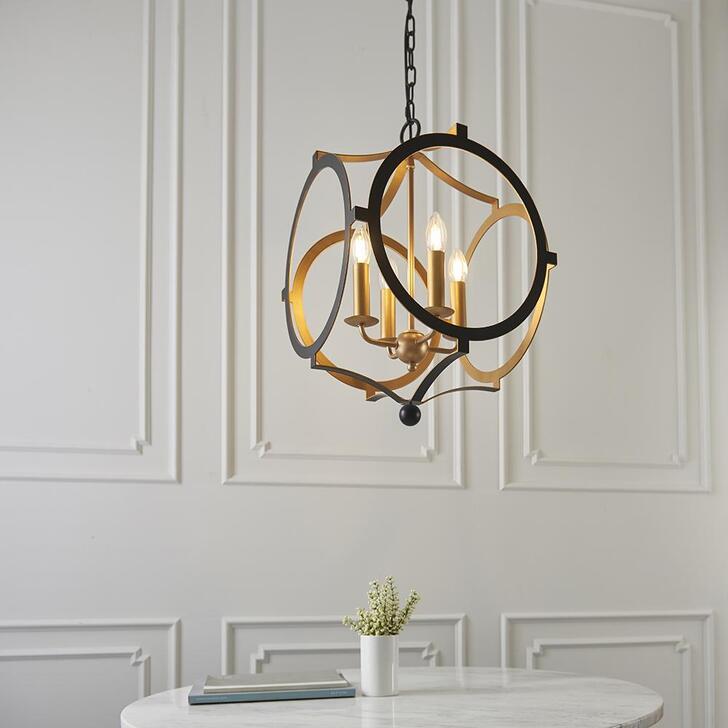 Thorlight Desi Matt Black & Gold Finish 4 Light Shaped Pendant