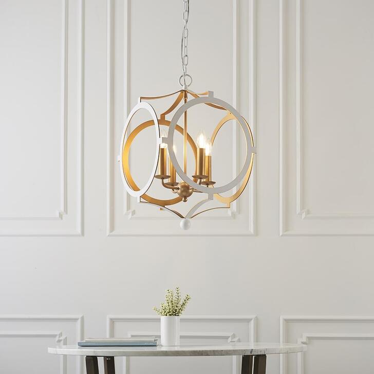 Thorlight Desi Matt White & Gold Finish 4 Light Shaped Pendant