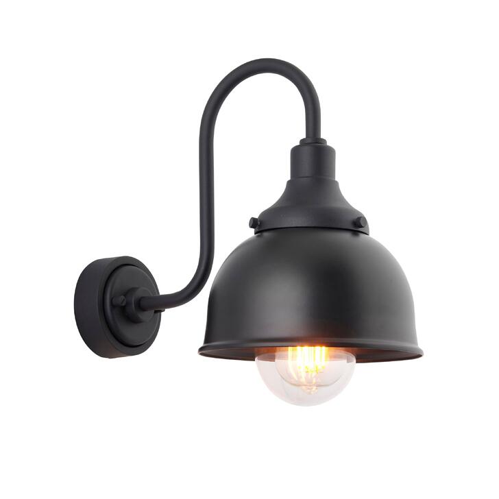 Thorlight Gore Matt Black Swan Neck Exterior Wall Light With Clear Glass